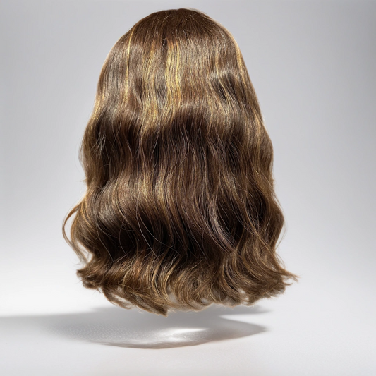 Silk Top Human Hair Wig  Virgin Hair with Highlights 6/8hl 12