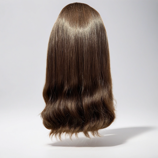 Lace Top Human Virgin Hair Wig Natural Color Water Wave 20"