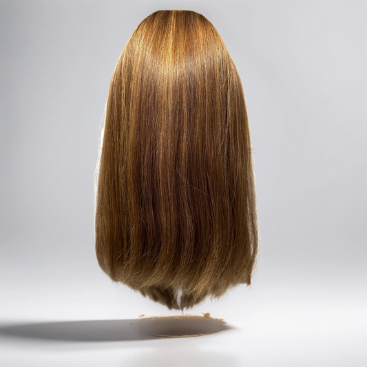 Silk Top Bob Human Virgin Hair Wig 18" 6/12 Highlights Natural Straight